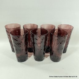 7 Vintage Purple Glass Ice Tea Glasses