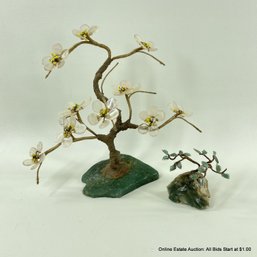 Jadeite Stone Floral Arrangement And Small Tree