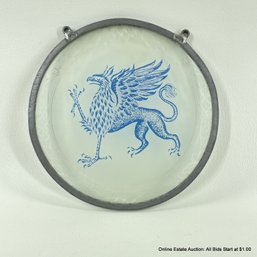 Griffin Glass Plate Decor Hand Created For Royal Ontario Museum By Toronto Stained Class, 1983