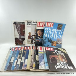 Large Lot Of Vintage LIFE Magazines With JFK, RFK, And More,  And The Saturday Evening Post, House & Garden
