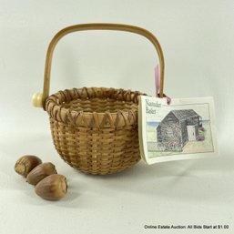 Small Nantucket Basket With Three Acorns With Original Tag