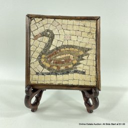Mosaic Duck Coaster Or Small Trivet With Display Holder From Mt. Nebo Jordan