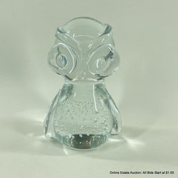Whimsical Glass Owl Paperweight