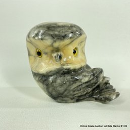 Alabaster Stone Baby Owl Figurine