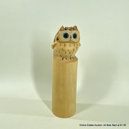 Hand Carved Wooden Spotted Owl Figurine