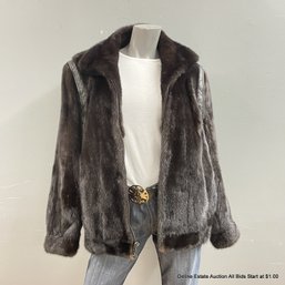 Foerester Furs Seattle Men's Mink Fur Coat With Zipper Closure And Leather Details