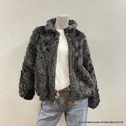 Ricciardi Black Persian Lamb Fur Coat With Zipper