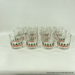 12 Clear Glass Christmas Mugs