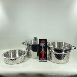 Dansk Super Capsule Collection Stainless Stock Pot With 2 Strainers And Joyce Chen Scissors
