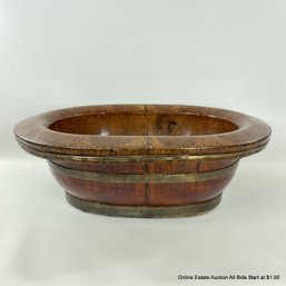 Chinese Wood And Brass Baby Bath