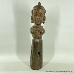 Heavy Indian Parwati Wood Carved Figure
