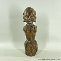 Heavy Indian Parwati Wood Carved Figure