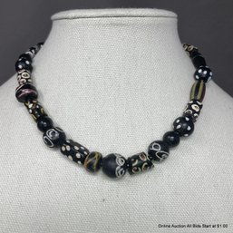 Venetian-Style Trade Bead Beaded Necklace On Cord