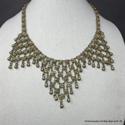 Gold Tone Bali Floral Chainmail Bib Statement Necklace