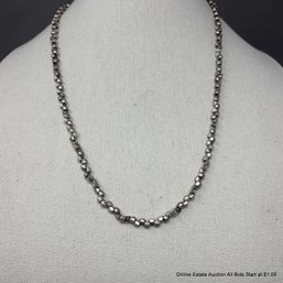 Silver Beaded Necklace With Fishhook Clasp