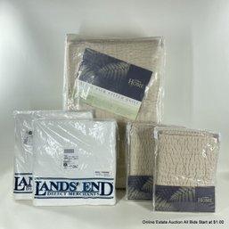 L.L. Bean Home Full/Queen Quilt And Shams Set In Khaki And White, In Original Packaging