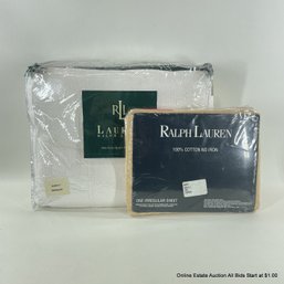 Ralph Lauren Queen Flat Sheet And Full/queen Bed Blanket, Irregulars In Original Packaging