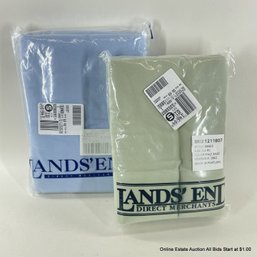 Two Pairs Of Lands' End King 5oz Flannel Pillowcases, In Original Packaging