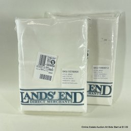 Two Pairs Of Lands' End Standard White 5oz Flannel Pillowcases In Original Packaging