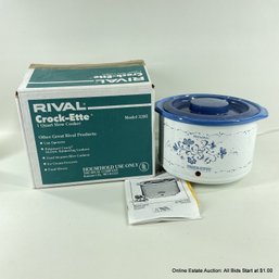 Rival Crock-ette 1 Quart Slow Cooker Blue Delft Model 3205 In Original Box