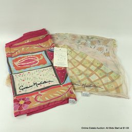 2 Vintage Cynthia MacCollum Hand-Painted Silk Scarves