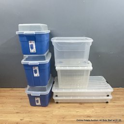 Assorted Plastic Lidded Storage Totes (LOCAL PICKUP ONLY)