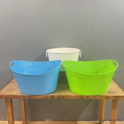 2 Plastic Garden Tubs And 1 Steel Tub (LOCAL PICKUP ONLY)