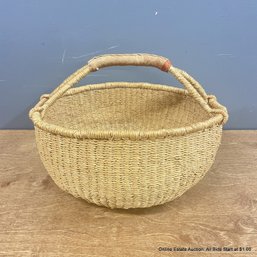 Market Basket With Leather Wrapped Handle