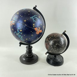 Two Desktop Globes, One Repainted As The Zodiac Sky (LOCAL PICK UP ONLY)