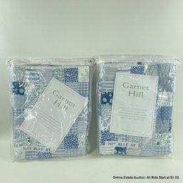 2 Garnet Hill Blue Quilt Standard Shams New In Packaging