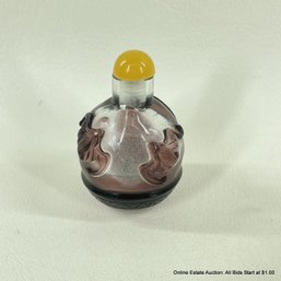 Chinese Peking Glass Snuff Bottle With Stopper 2.25'