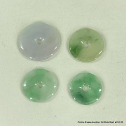 Four Jadeite Carved Bi Discs 1.25'-1.5'