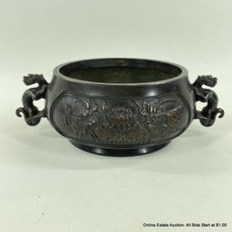 Chinese Bronze Incense Burner 8.25'