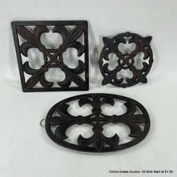 3 Metal Fleur De Lis Inspired Trivets