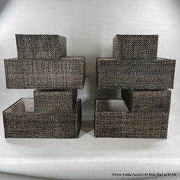 8 Vinyl Woven Wood Bottom Storage Baskets (LOCAL PICKUP ONLY)