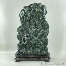 Massive Jadeite Carved Scholars Panel Rock 21.5' H (LOCAL PICK UP ONLY)