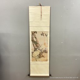 Chinese Printed Scroll Of Rabbits 58.5' X 16.5'