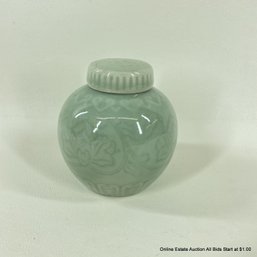 Chinese Celadon Lidded Ginger Jar 4'