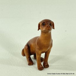 Carved Wood Japanese Dog Netsuke 2'