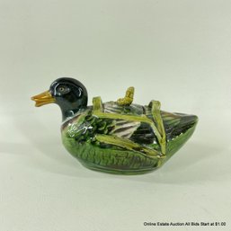 Chinese Ceramic Duck Lidded Teapot 6'