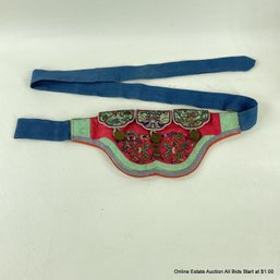 Hmong Miao Embroidered Money Belt, Silk, Coins 9'