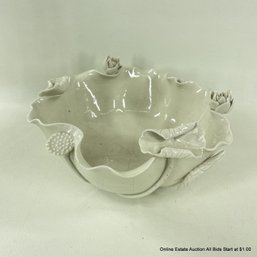 Chinese Blanc De Chine Porcelain Lotus Blossom Water Lily Bowl