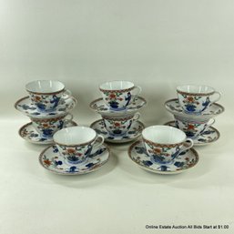 16-Piece Chinese Porcelain Teacup & Saucer Set Signed