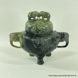 Jadeite Elephant Lidded Censor 6.5'