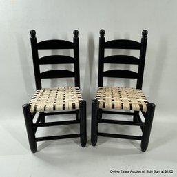 2 American Girl Doll Addy's Black Ladder Back Chairs