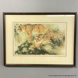 Offset Lithograph Of Chinese Tigers