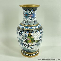 Vintage Cloisonne Vase With Avian Design