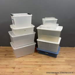 10 Lidded Plastic Storage Totes (Local Pickup Only)