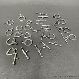 Large Group Of Sterling & White Metal Toggle Clasps 55 Grams