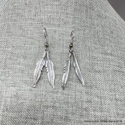 Pair Of Feather Earrings On French Hooks 6 Grams